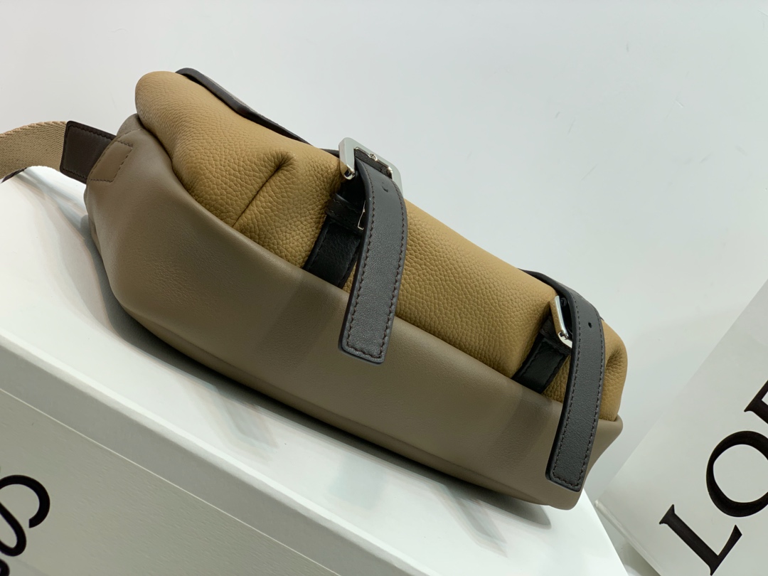 Loewe XS Military Messenger Bag in Soft Grained Calfskin Brown/Tan